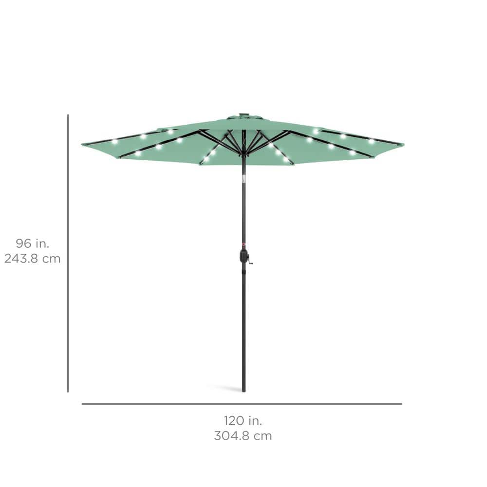 10ft Seaglass Solar LED Lighted Patio Umbrella with Tilt Adjustment