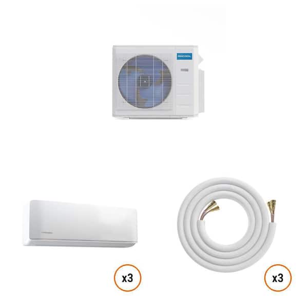 "9000 BTU Mini Split Air Handler with 25 ft. Cable, 25 ft. Line Set (3-Pack) and 27000 BTU Condenser (3-Pack) Combo"