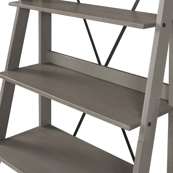 Walker Edison Gray Wood 4-Shelf Ladder Bookcase Walker Edison Gray Wood 4-Shelf Ladder Bookcase