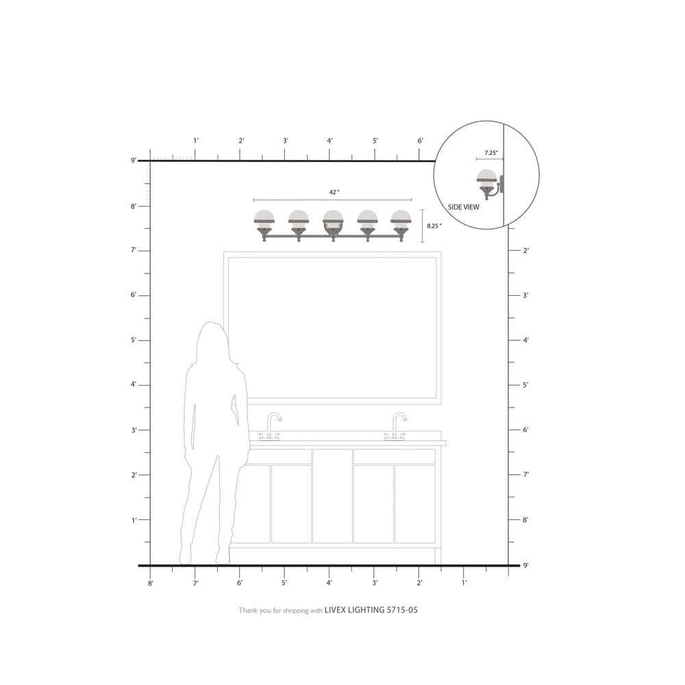 Oldwick Sleek 5-Light Polished Chrome Vanity with Satin Opal Glass