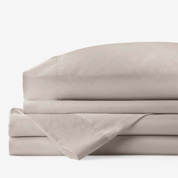 The Company Store 3-Piece Sand Solid 300-Thread Count Rayon Made From Bamboo Cotton Sateen Twin XL Sheet Set