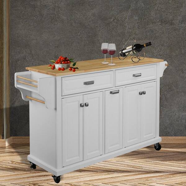 Raised kitchen island table COUNTRY style console in white SHABBY solid  wood drawers and open shelf 200x80xh96 cm