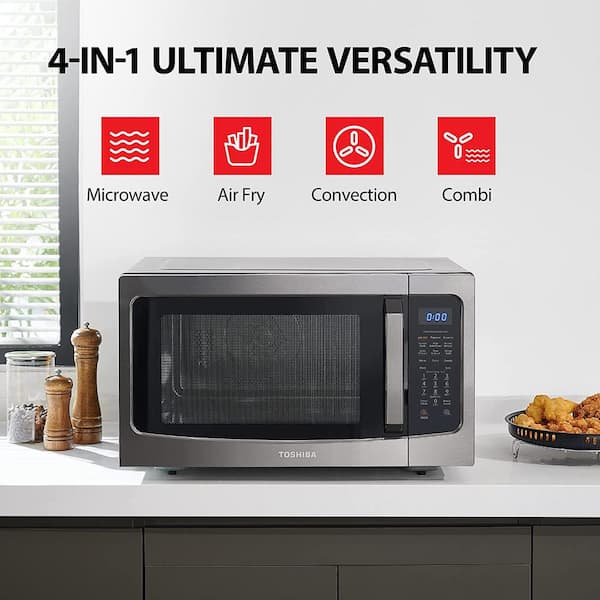 Toshiba 1.5 cu. ft. in Black Stainless Steel 1000 Watt Countertop Microwave  Oven with Air Fryer, Convection, Smart Sensor ML-EC42P(BS) - The Home Depot