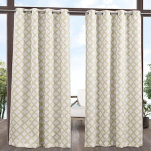 Bamboo Trellis Khaki/Ivory Trellis Light Filtering Grommet Top Indoor/Outdoor Curtain, 54 in. W x 84 in. L (Set of 2)