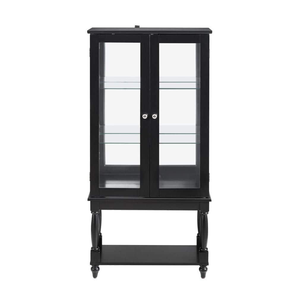 Black 48 in. Lighted Curio Accent Cabinet Display Cabinet with 3 Shelves and Mirrored Glass Doors price history on PriceWatchPro