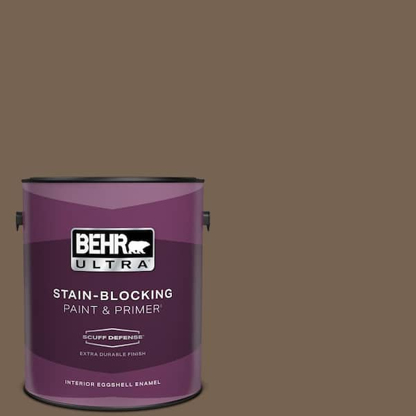 BEHR ULTRA 1 gal. Home Decorators Collection #HDC-SM14-4 Tan Bark Trail Extra Durable Eggshell Enamel Interior Paint & Primer