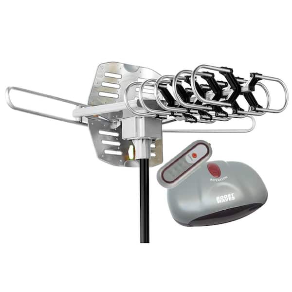 BoostWaves Outdoor Amplified Antenna 150-Miles Range 360° Rotation Wireless Remote
