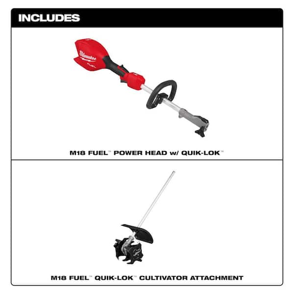 M18 FUEL 18V Brushless Cordless Battery Powered QUIK-LOK Power Head with Cultivator Attachment