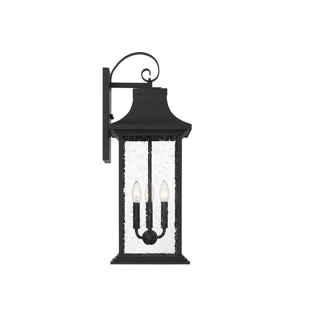 Matte Black Lantern 27.75" Outdoor Wall Sconce