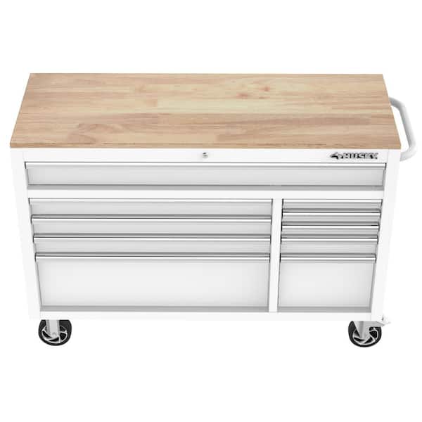 Husky Modular Tool Storage 52 in. W White Mobile Workbench Cabinet