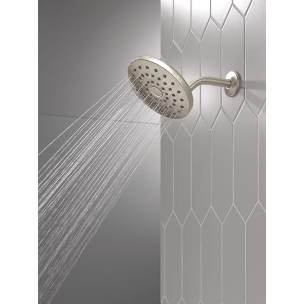 PivotPro 1-Spray Patterns 7 in. Wall Mount Fixed Shower Head in Spotshield Brushed Nickel