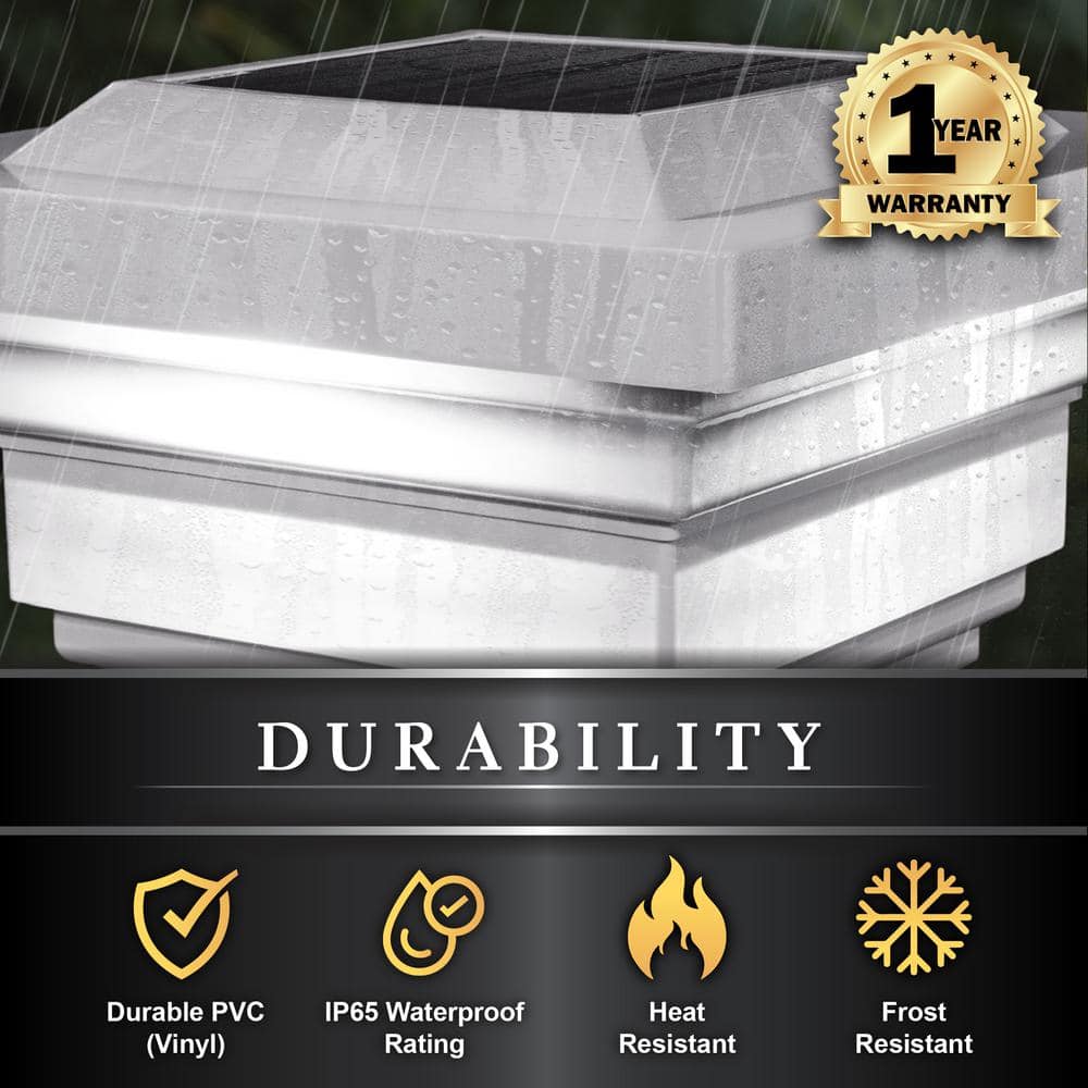 White PVC Solar LED Post Cap Multipack for Outdoor Lighting