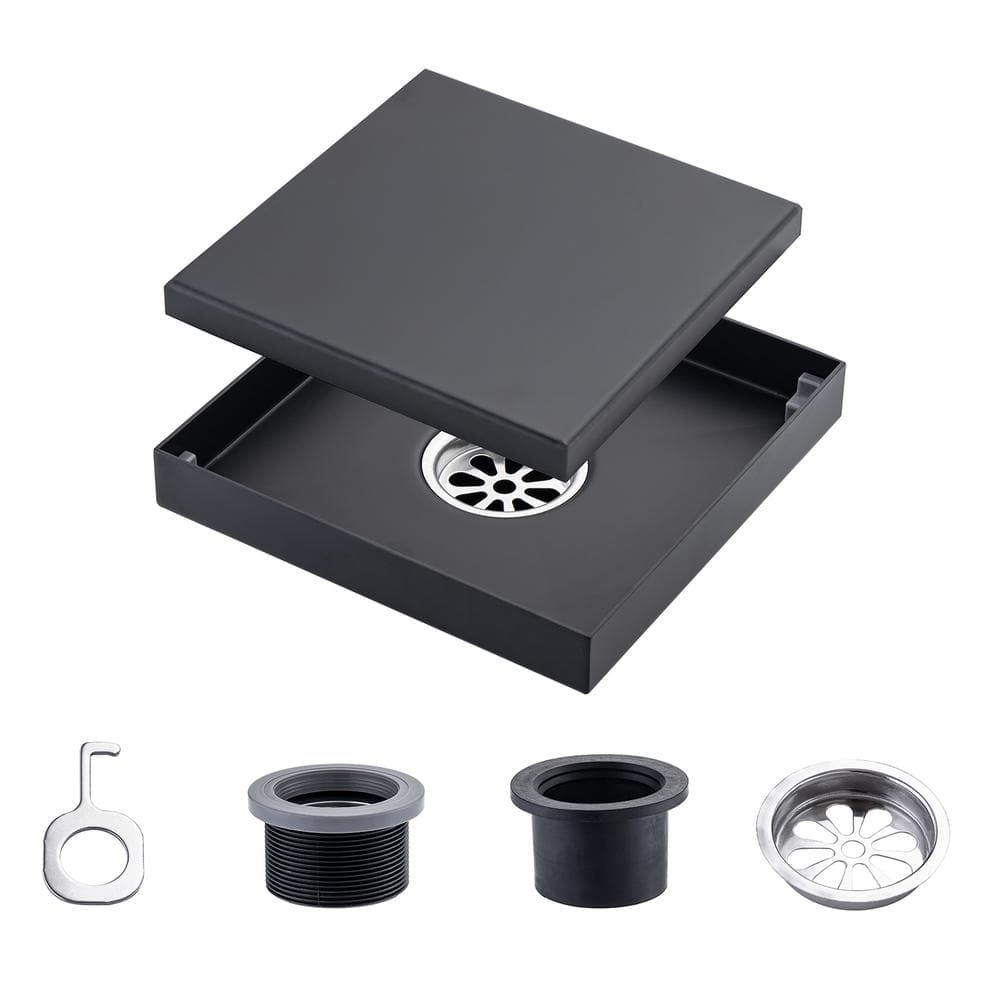 6 in. x 6 in. Stainless Steel Square Shower Drain with Square Drain Cover in Matte Black price history on PriceWatchPro