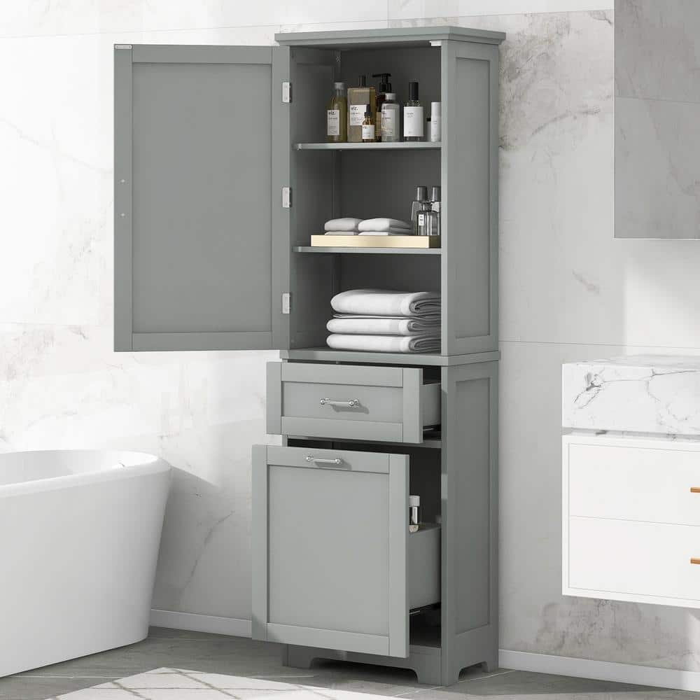 【vani】キャビネット Glacier Bay Modern 20 in. W x 13 in. D x 68.1 in. H Gray Tall