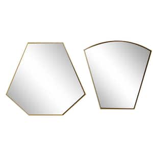 18 in. x 18 in. Gold Metal Contemporary Irregular Wall Mirror (Set of 2)