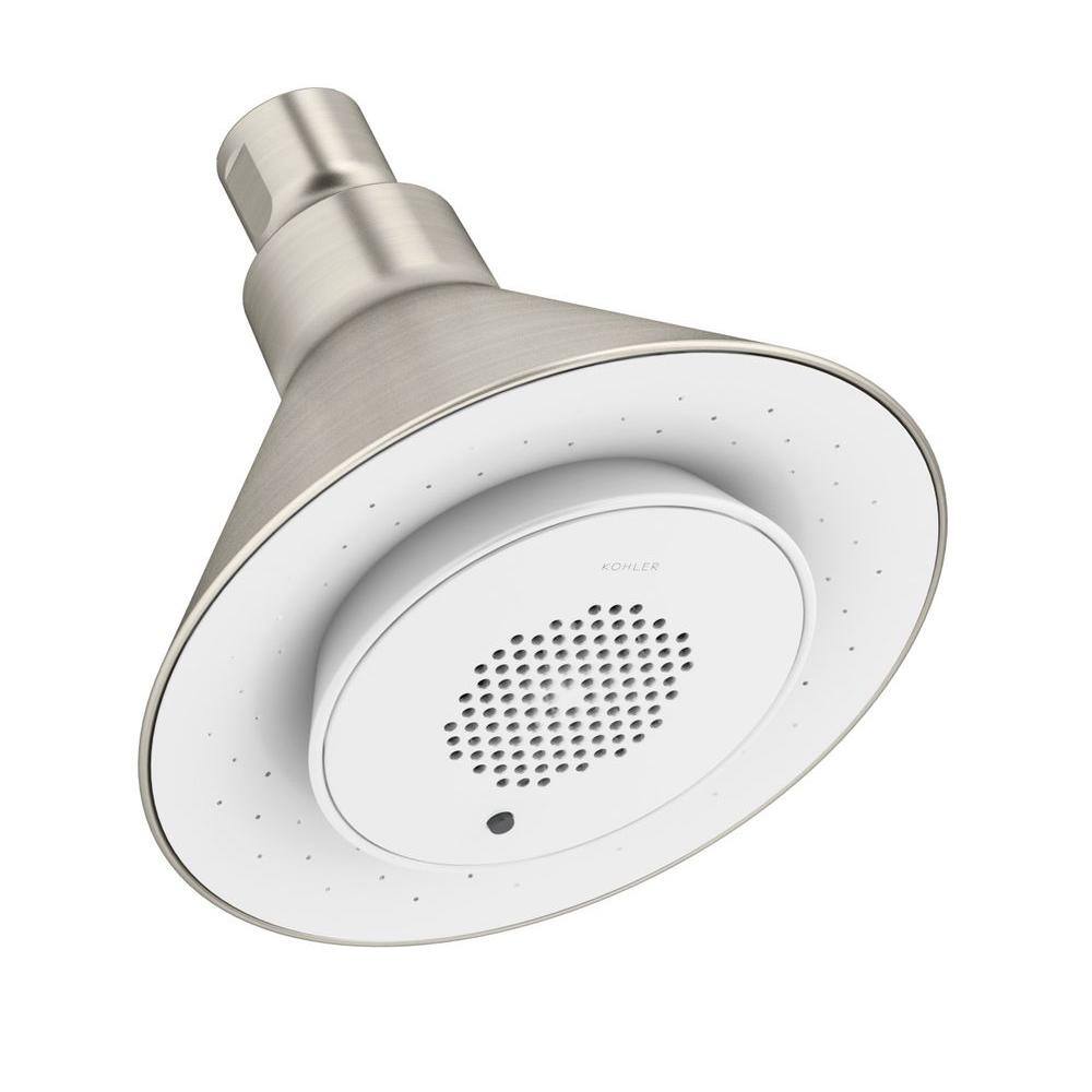 Kohler Moxie 5 In Single Function Showerhead With Bluetooth Speaker In Brushed Nickel K 9245 Bn The Home Depot