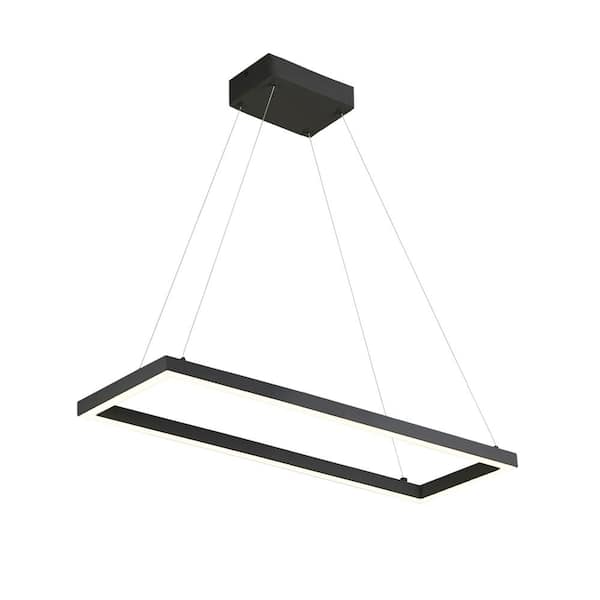 KUZCO Piazza 30 in. 1 Light 36-Watt Black Integrated LED Pendant Light