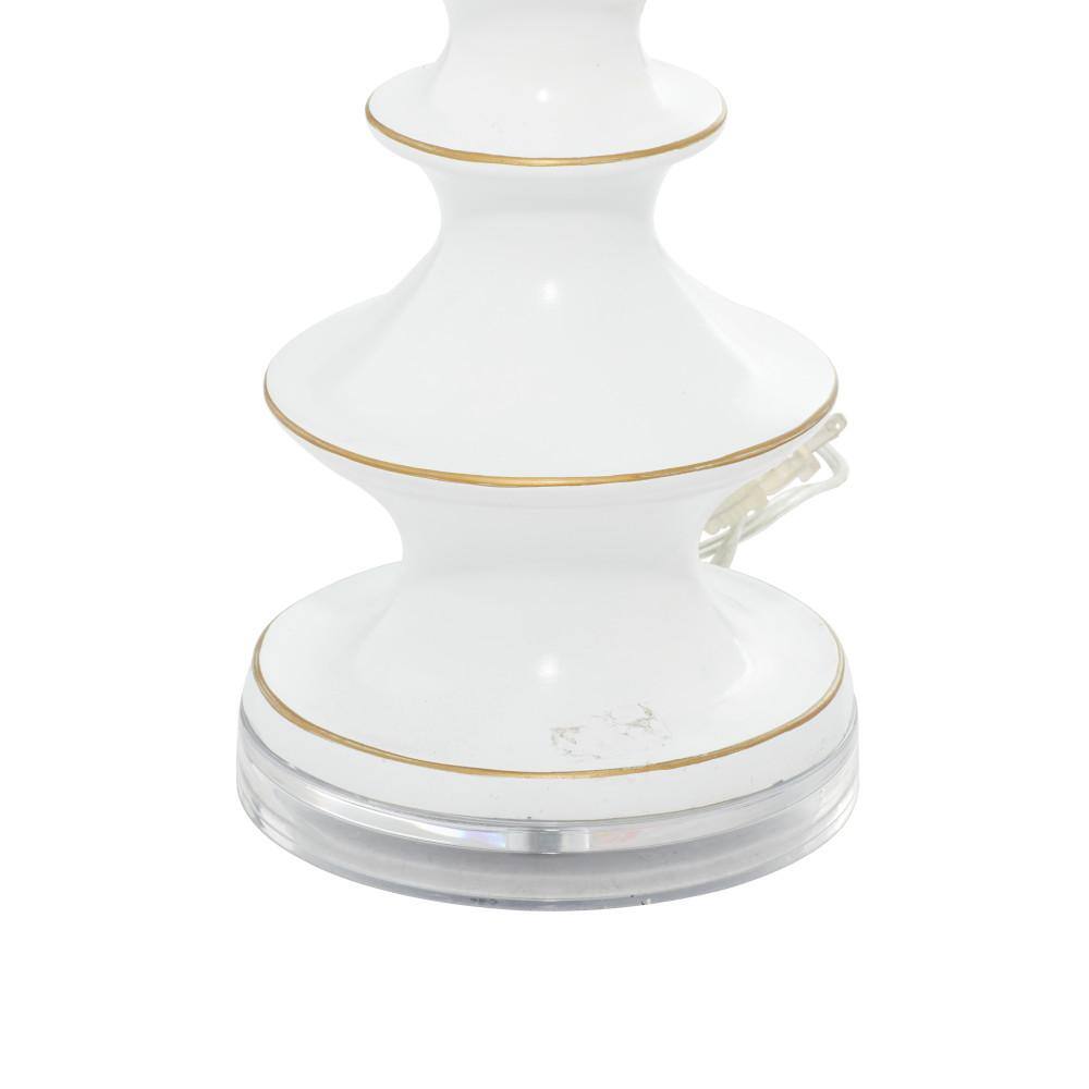 White Resin Table Lamp with Linen Shade, 30"