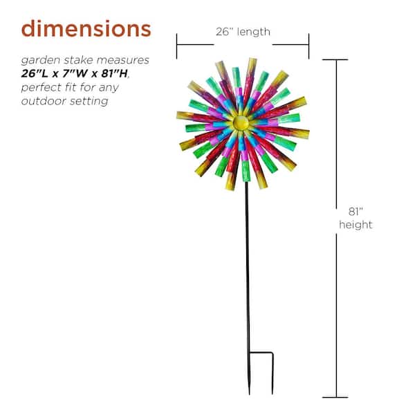 Alpine Corporation 81 in. Tall Outdoor Colorful Flower Wind