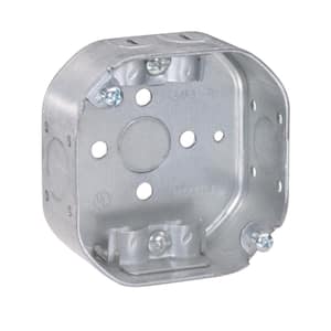 4 in. W x 1-1/2 in. D Steel Metallic Octagon Box with Three 1/2 in. KO's and NMSC Clamps, 1-Pack