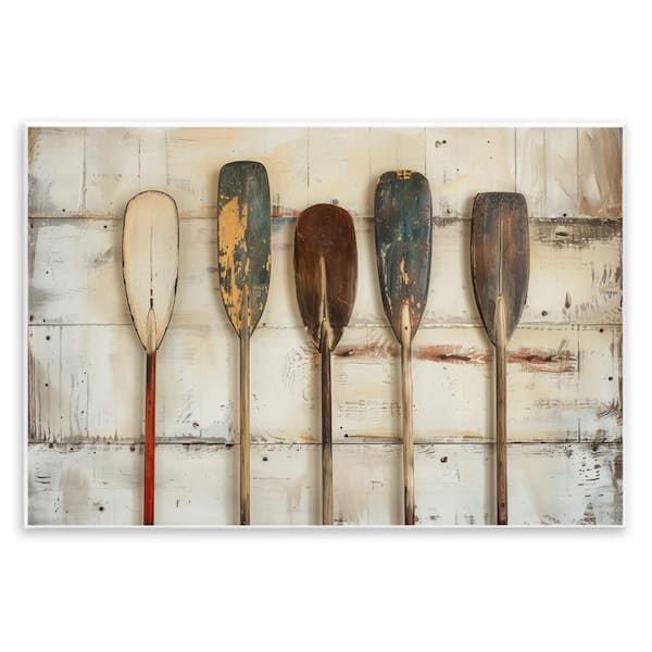Rustic Oar Lineup by Arlington Prints Unframed Coastal Graphic Art Print 10 in. x 15 in.
