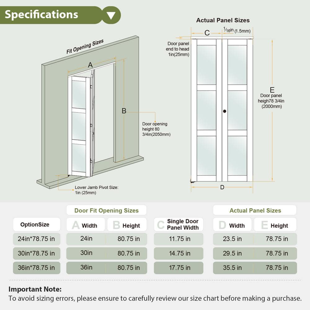 White 24'' x 80'' MDF Bi-Fold Door with Frosted Glass