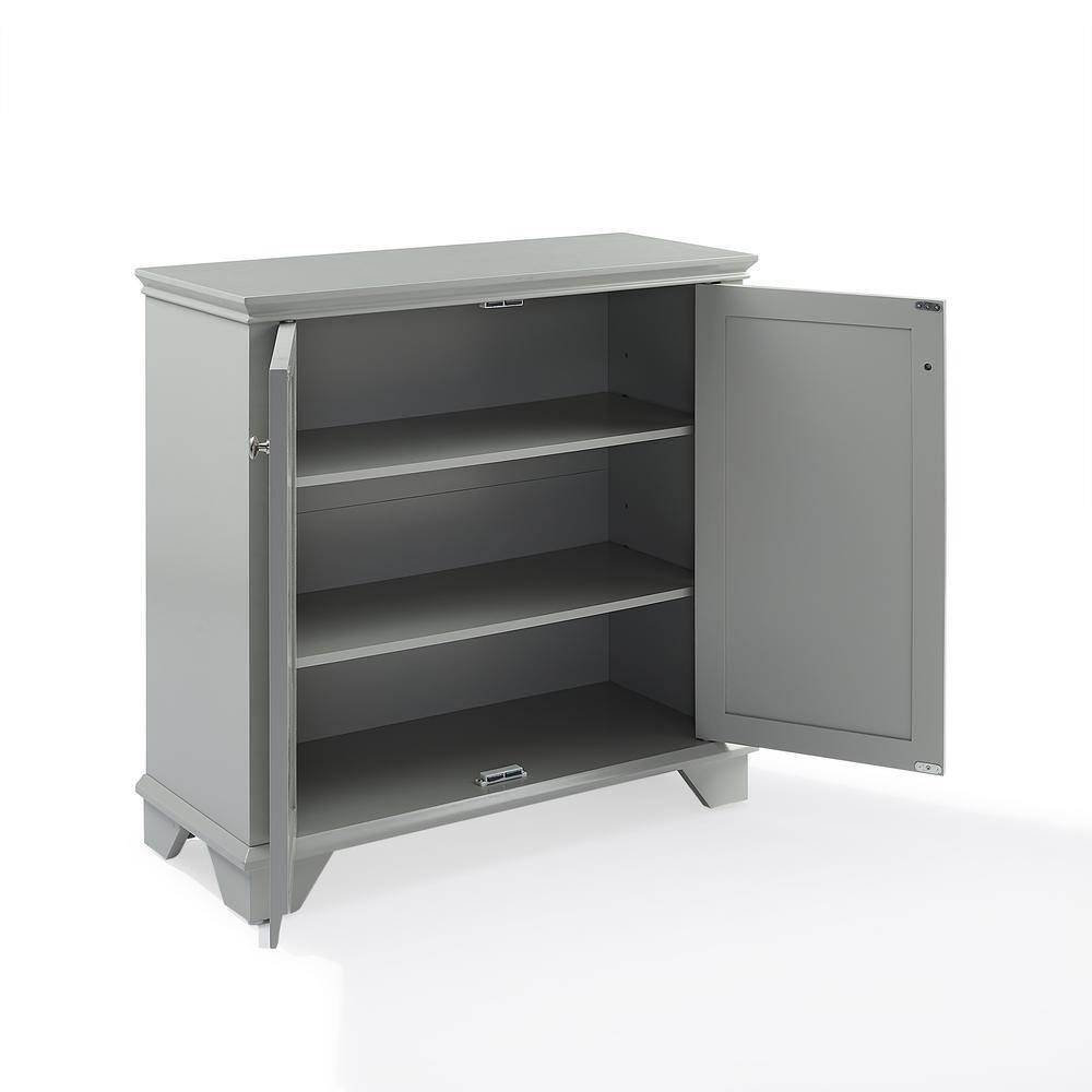 Gray Faux-Louvered Bathroom Storage Cabinet with Adjustable Shelves