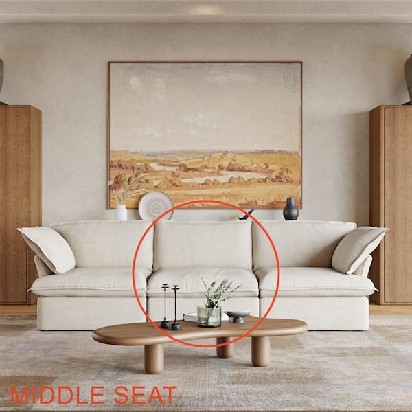 J&E Home 40.16 in. W 1-Piece Armless Modular Velvet Modern Sectional Sofa in Beige-Middle