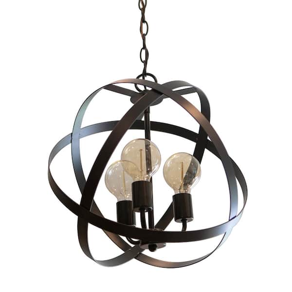 Decor Therapy Reese Orb 3-Light Black Chandelier
