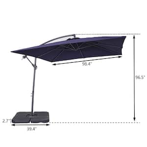 8.2 ft. Rectangular Cantilever Offset Patio Umbrella with Cross Stand in Navy