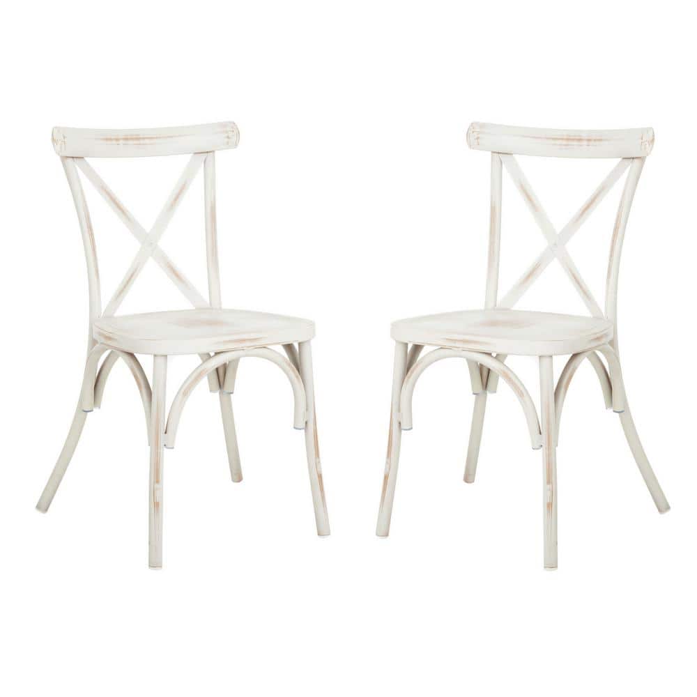 Elia Distressed White Aluminum Outdoor Dining Chair Set