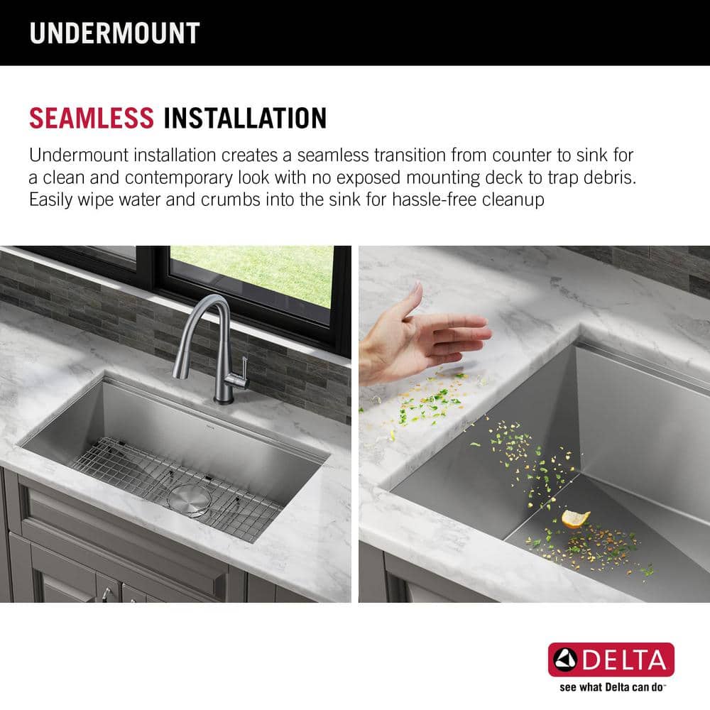 Delta 32-Inch Stainless Steel Workstation Undermount Kitchen Sink