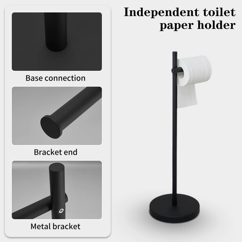 Matte Black Stainless Steel Freestanding Toilet Paper Holder