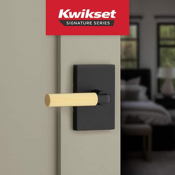 Mirada Matte Black Satin Brass Rectangle Bed/Bath Door Handle with Antimicrobial Technology