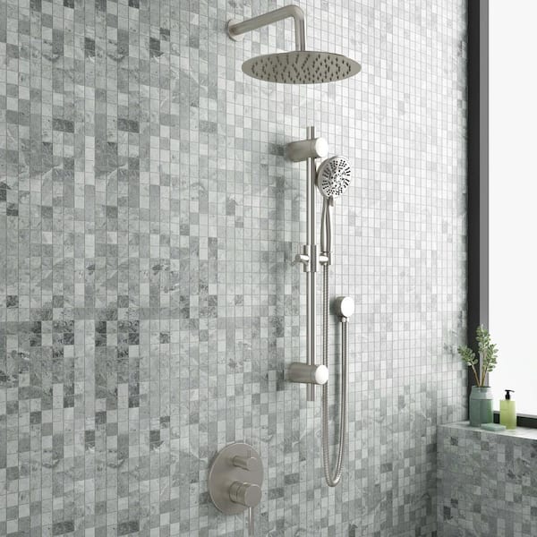 PULSE Showerspas 6-Spray Round Hand Shower and Showerhead Wall 