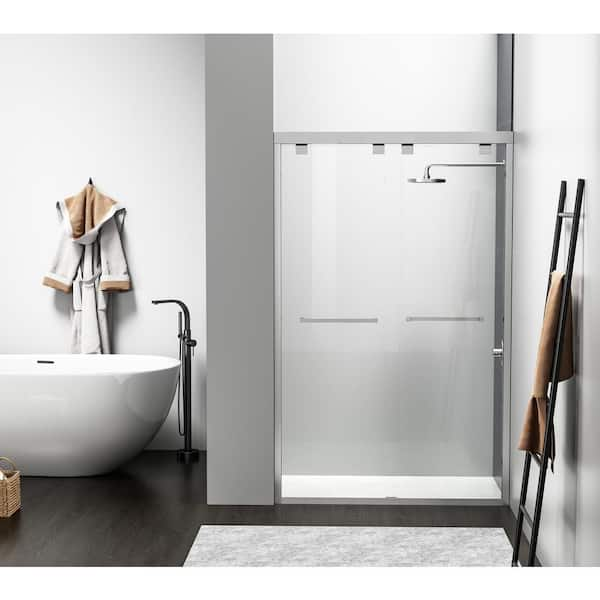 Simply Living 48 in. W x 76 in. H Semi-Frameless Sliding Shower Door in ...