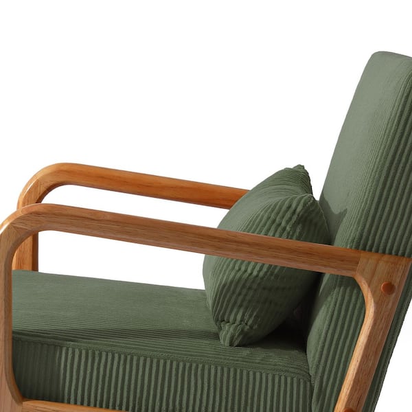 Uixe Gray Green Corduroy Fabric Upholstered Accent Arm Chair with