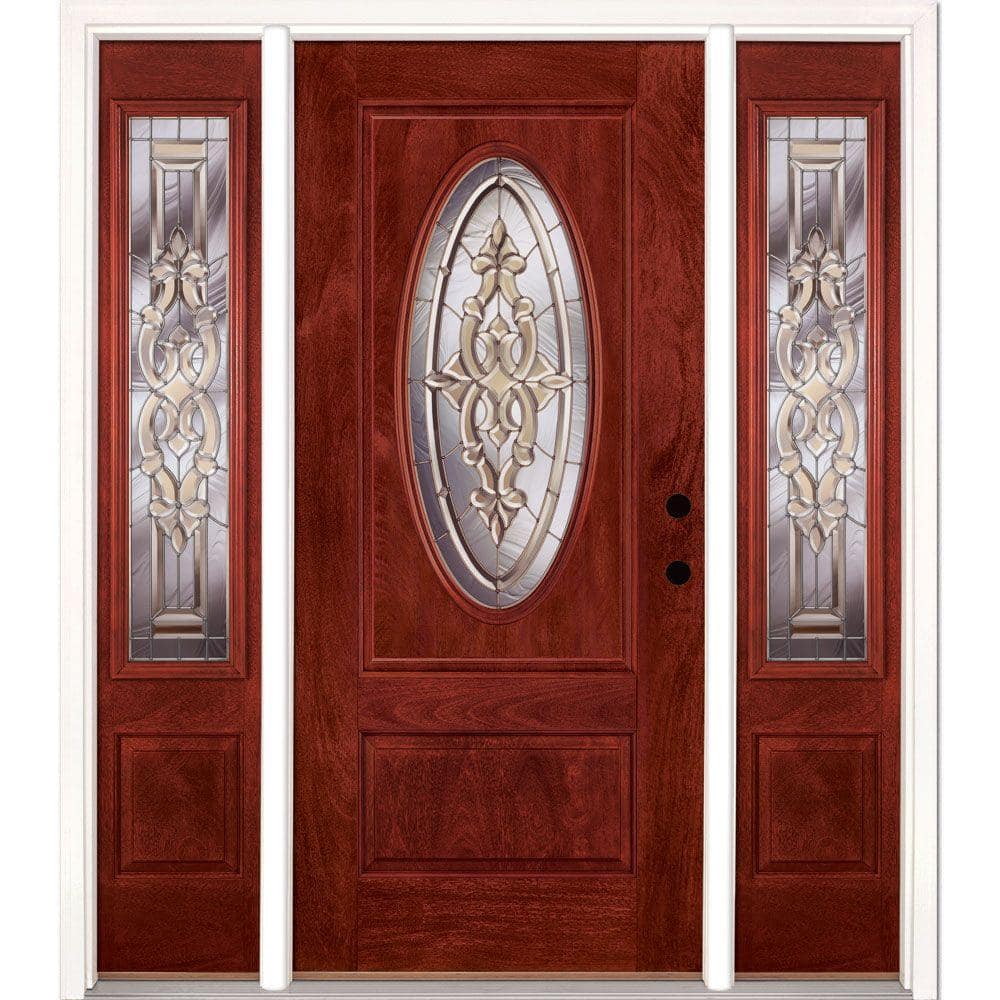 67.5 in.x81.625in.Silverdale Zinc 3/4 Oval Lt Stained Cherry Mahogany Left-