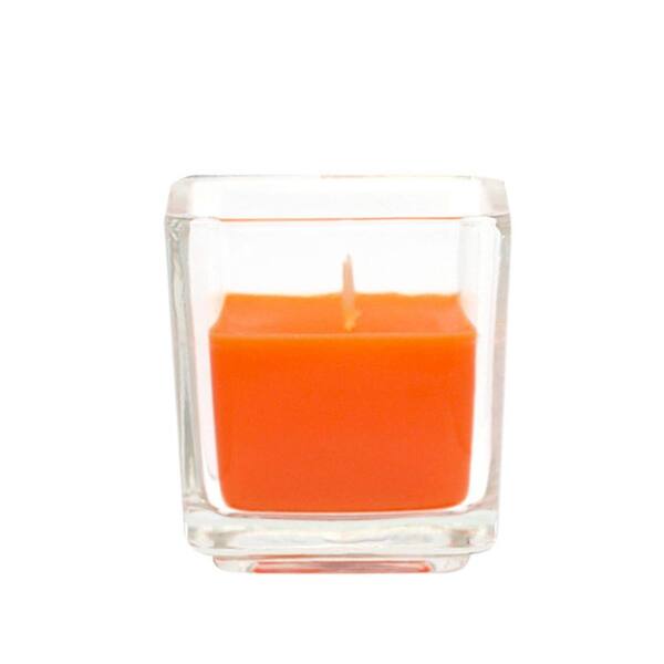 Orange Square Glass Zest Candle 12-Piece Votive Candles 