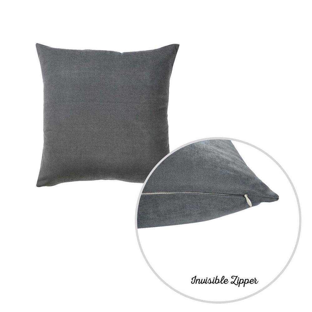 Gray Polyester Square Pillow Cover Set of 2, 22" x 22"