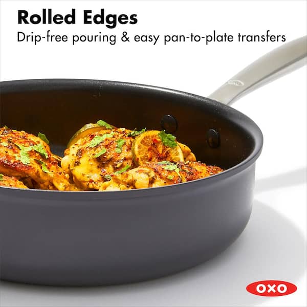 OXO Good Grips Pro 12 Frying Pan Skillet, 3-Layered German Engineered  Nonstick Coating, Dishwasher Safe, Oven Safe, Stainless Steel Handle, Black