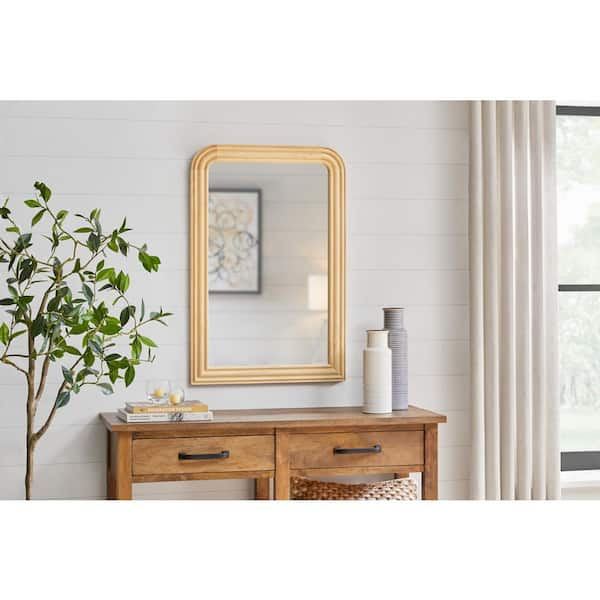 Home Decorators Collection Medium Arched Natural Wood Framed Mirror (36 in. W x 24 in. H)