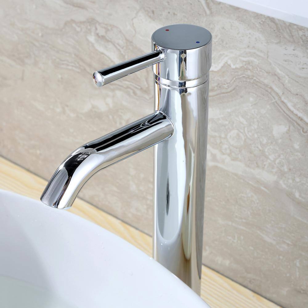 Chrome Single Handle Vessel Bathroom Faucet with Drain