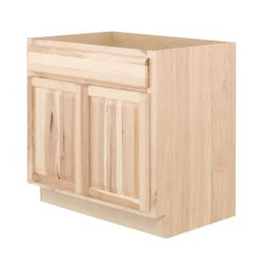 Hampton Natural Hickory Raised Panel Stock Assembled Sink Base Kitchen Cabinet (36 in. x 34.5 in. x 24 in.)