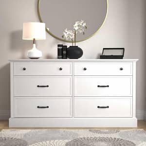 Xylon 6-Drawer White Dresser with Ultra Fast Assembly (30.8 in. x 58.7 in. x 15.7 in.)