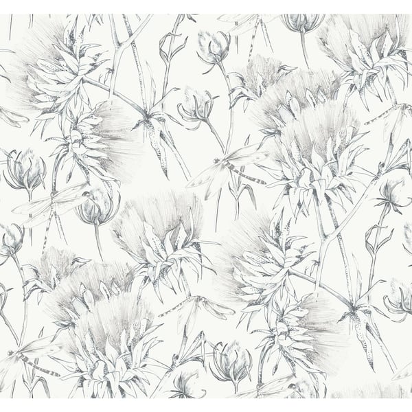 A-Street Prints Grey Mariell Dragonfly Wallpaper Border Sample