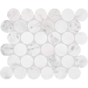 Stone Decor Accents Glistening Snow 10 in. x 11 in. Marble Jumbo Penny Round Mosaic Tile (12 sq. ft./Case)