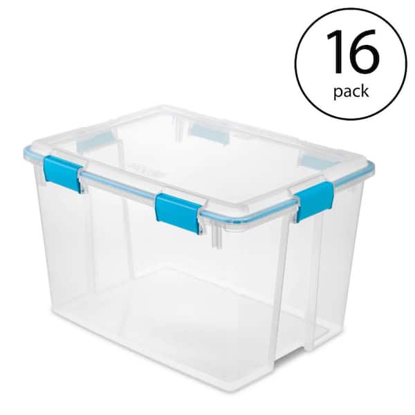 10 Gal. Plastic Durable Storage Bin with Lid in Blue (6-Pack) bin-381 - The  Home Depot