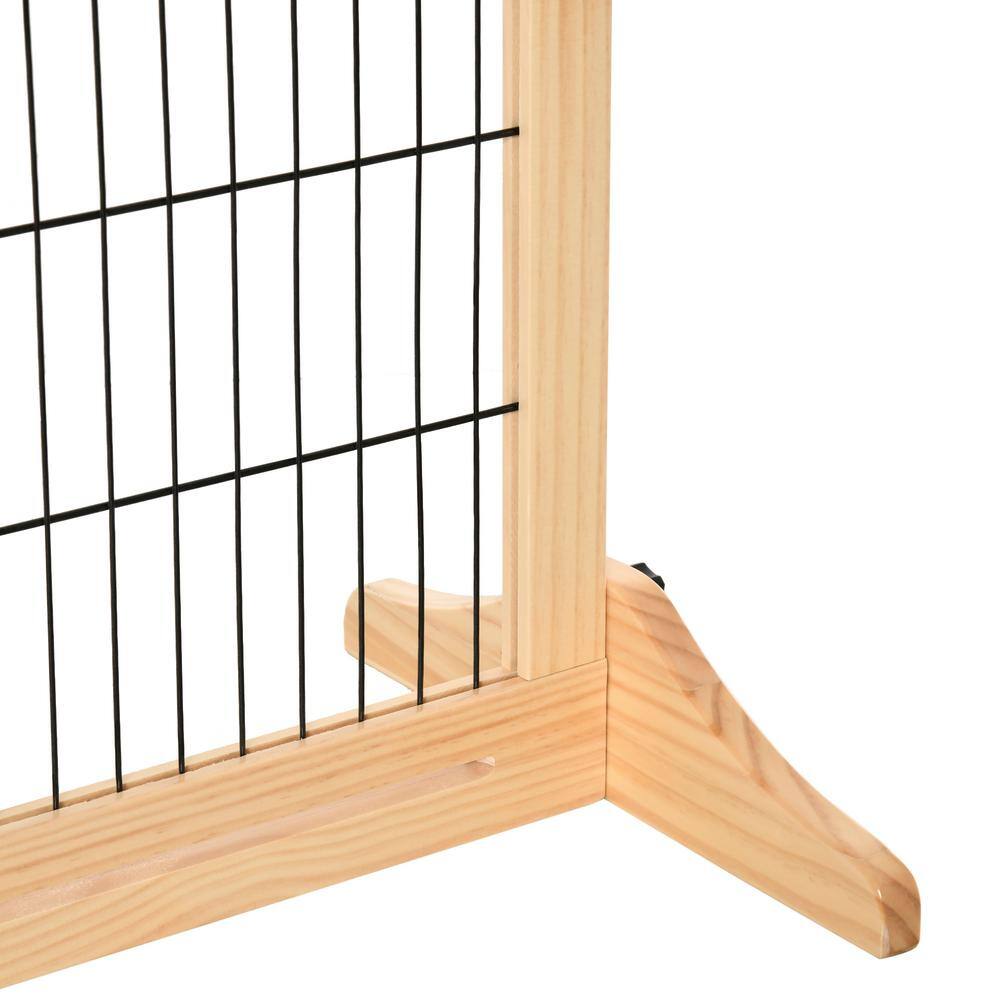 Natural Wooden Retractable Freestanding Pet Gate for Doorways