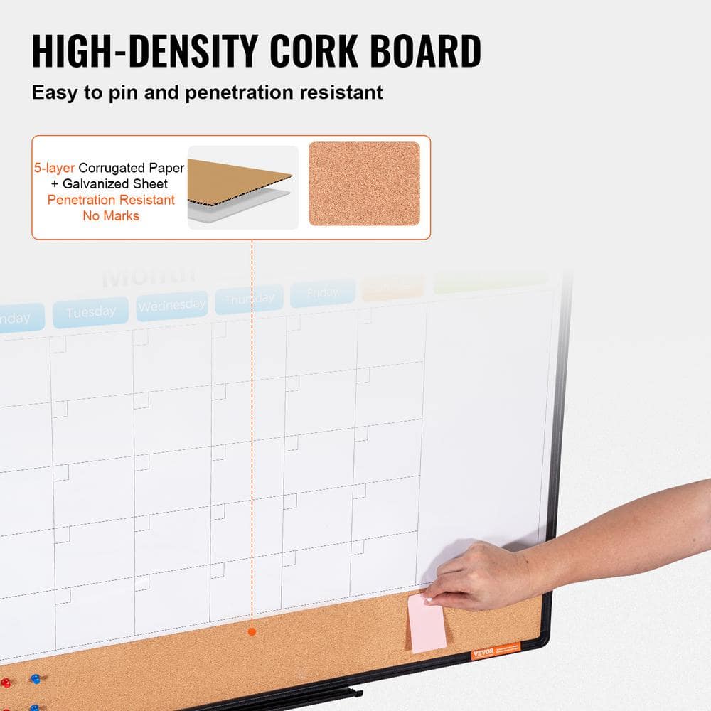 36" x 24" Black Aluminum Framed Magnetic Calendar Board